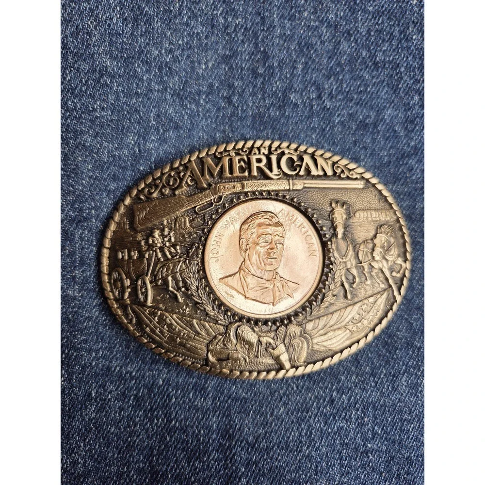 Vintage John Wayne American Coin Solid Brass Belt Buckle - Brand New